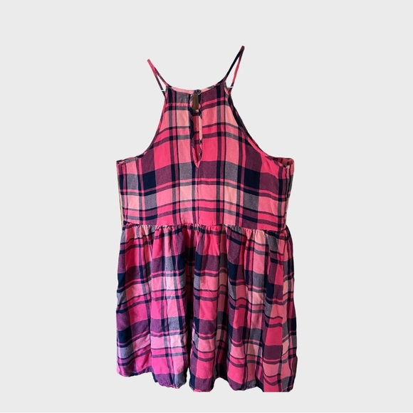 Spring/summer dress with shades of pink and black flannel print. Size Large - Picture 2 of 7